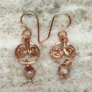 Earth-Tone Fire Agate Rose Gold Copper Earrings